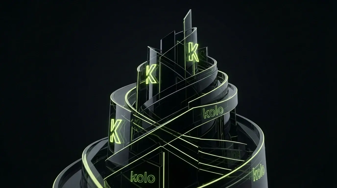 Kolo's architecture rendered as lit glass structure